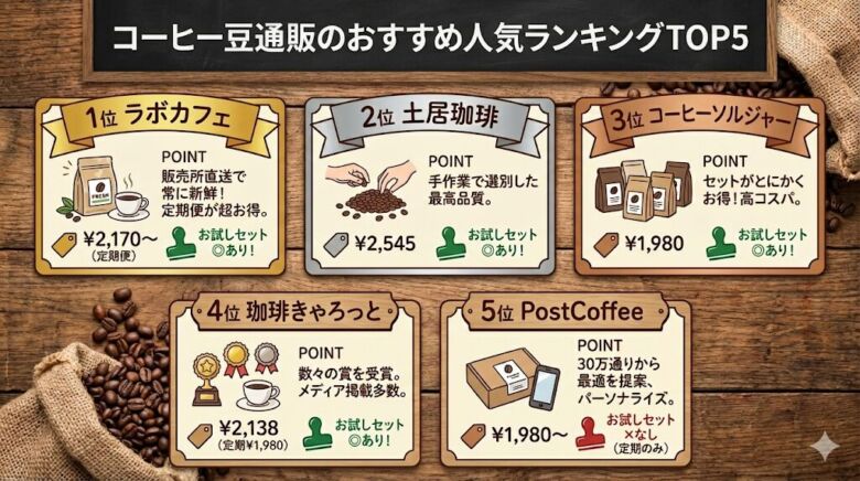 【徹底比較】コーヒー豆の通販おすすめランキング55選!人気のお取り寄せ店を厳選紹介