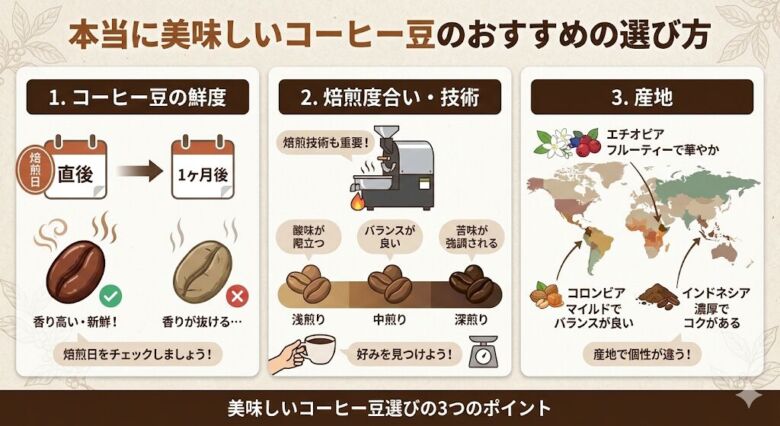本当に美味しいコーヒー豆のおすすめの選び方