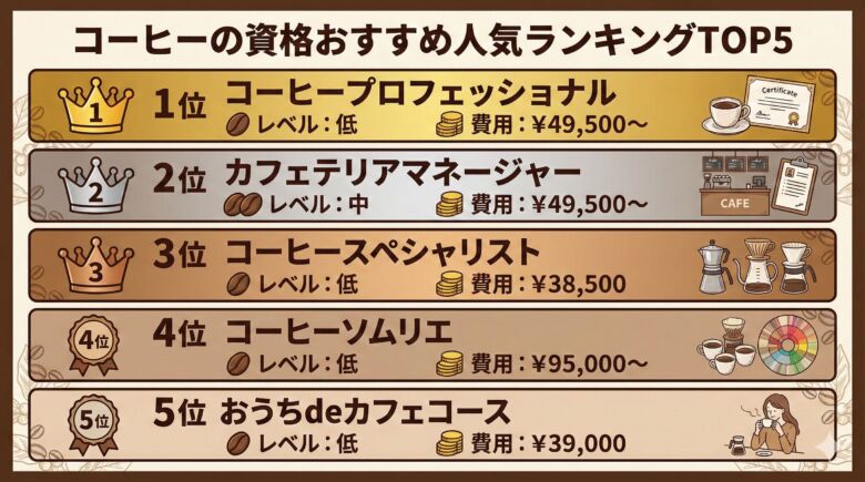 【徹底比較】コーヒーのおすすめ人気資格ランキング18選!