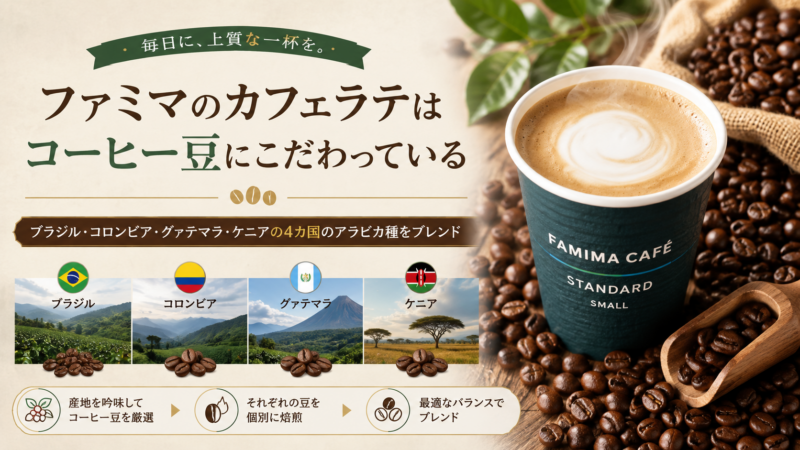 ファミマのカフェラテはコーヒー豆にこだわっている