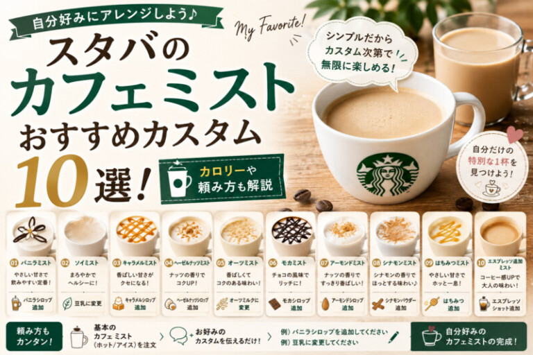 スタバのカフェミストおすすめカスタム10選！カロリーや頼み方も解説