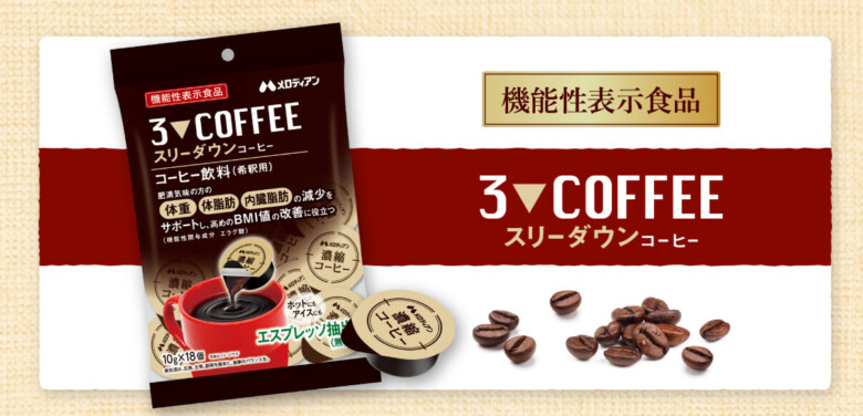 第3位. 体脂肪の改善をサポートするエラグ酸を配合「スリーダウンコーヒー」