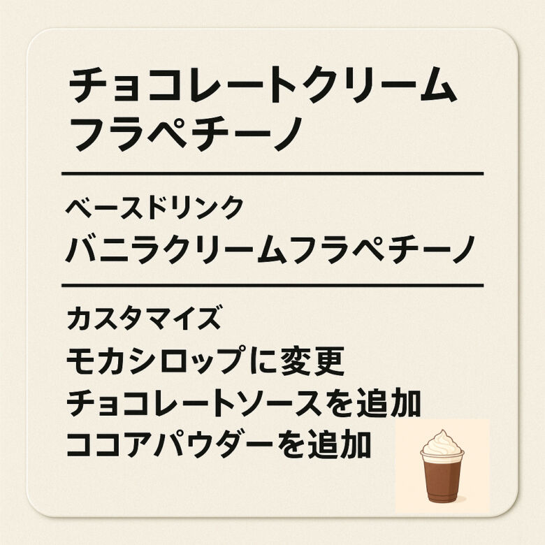 2. チョコ尽くしの1杯「チョコレートクリームフラペチーノ」