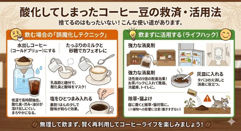 酸化してしまったコーヒー豆の救済・活用法