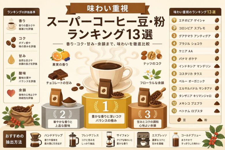 味わい重視のスーパーコーヒー豆・粉ランキング13選