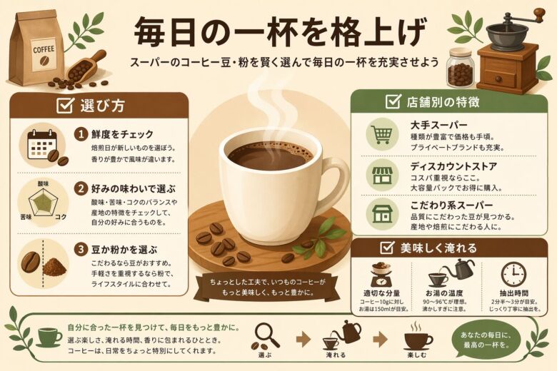 スーパーのコーヒー豆・粉を賢く選ぶ