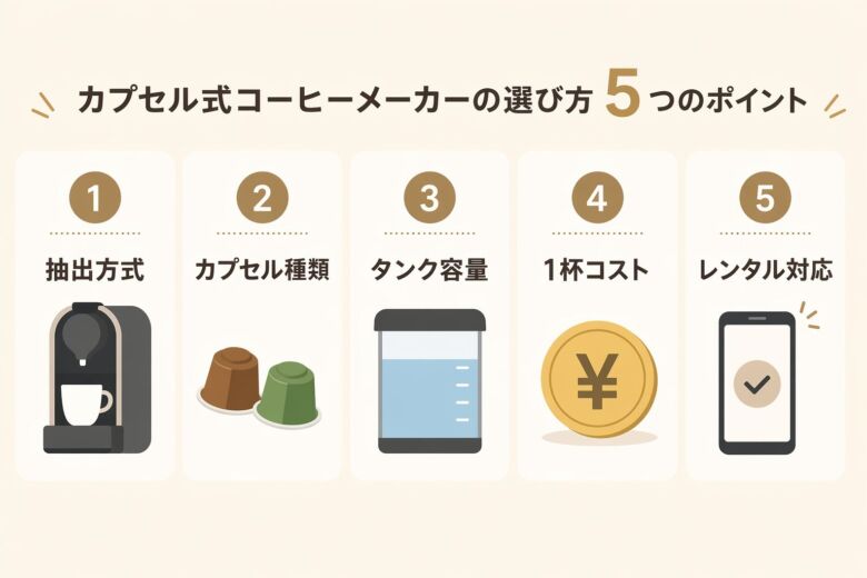 カプセル式コーヒーメーカーの選び方5つのポイント