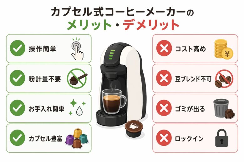 カプセル式コーヒーメーカーのメリット・デメリット