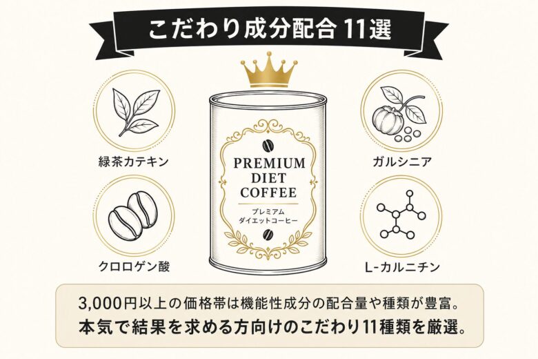 こだわり成分配合の3,000円以上のダイエットコーヒー11選