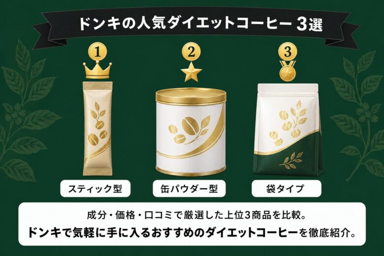 ドンキで買えるダイエットコーヒー厳選3選ランキング