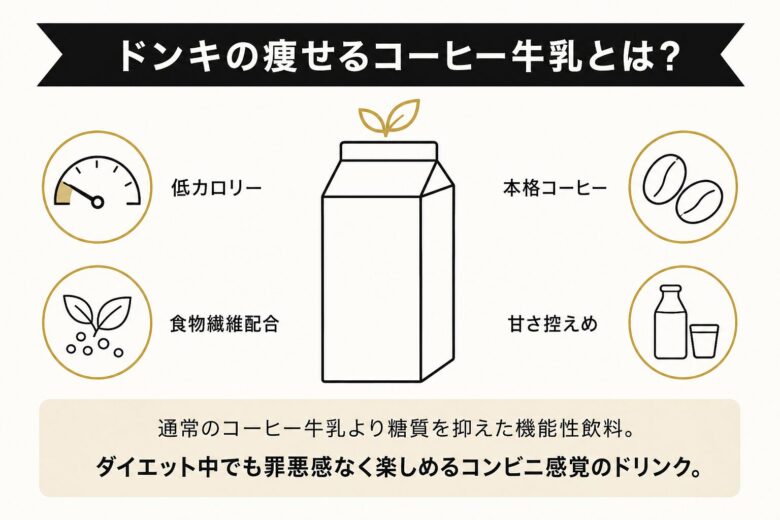 ドンキの痩せるコーヒー牛乳の特徴解説図