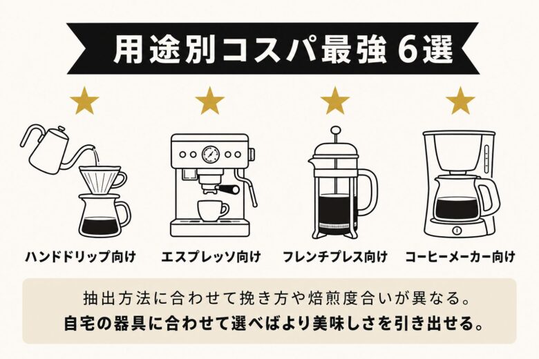 用途別コスパ最強のおすすめコーヒー豆・粉6選（ハンドドリップ/エスプレッソ/フレンチプレス/コーヒーメーカー向け）