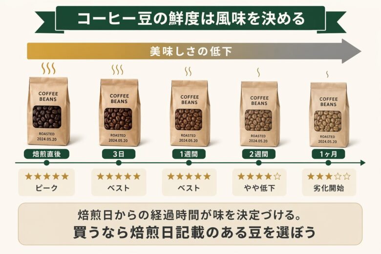 コーヒー豆の鮮度と時間経過