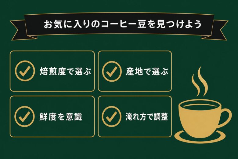 酸味の少ないお気に入りのコーヒー豆を見つけよう