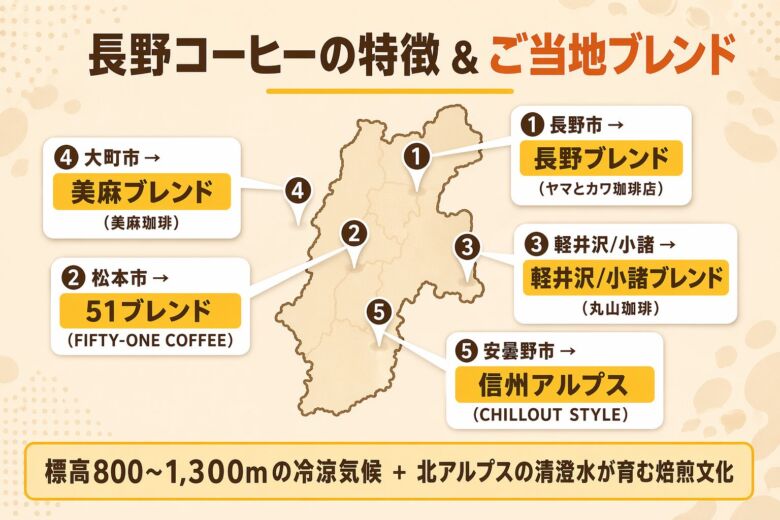 長野で買えるコーヒー豆の特徴とご当地ブレンドの魅力