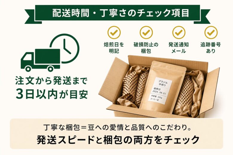 コーヒー豆通販の配送品質チェック