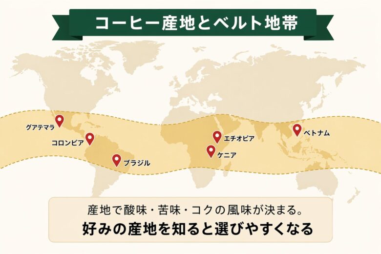 コーヒー産地とベルト地帯