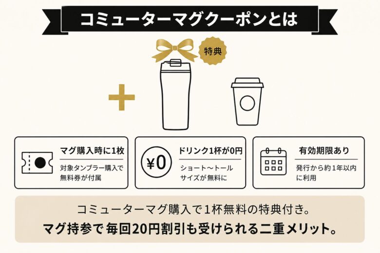 スタバのコミューターマグクーポンの特典内容と利用条件