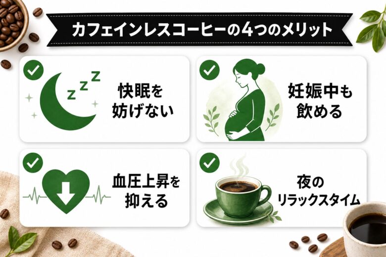 カフェインレスコーヒーの効果・メリット