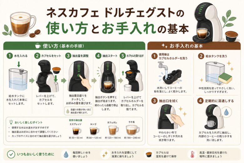 ネスカフェ ドルチェグストの使い方とお手入れの基本