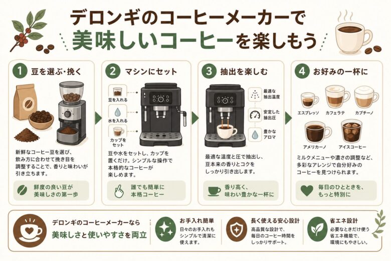デロンギのコーヒーメーカーで美味しいコーヒーを楽しもう