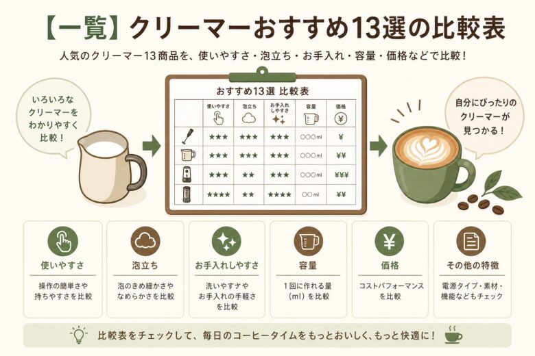 【一覧】クリーマーおすすめ13選の比較表