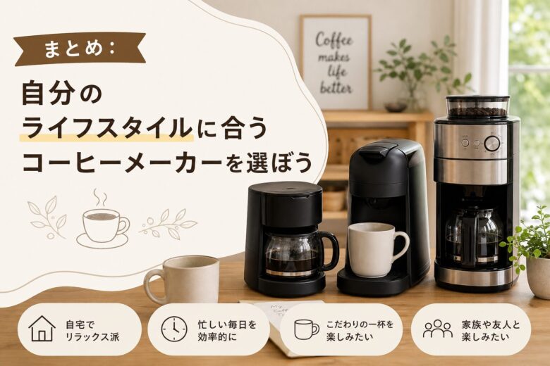 まとめ：自分のライフスタイルに合うコーヒーメーカーを選ぼう