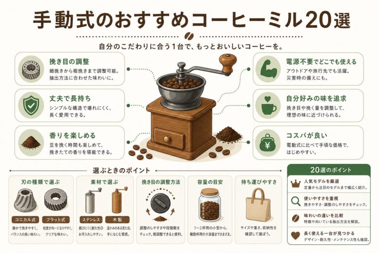 手動式のおすすめコーヒーミル20選