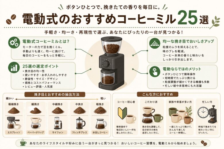 電動式のおすすめコーヒーミル25選