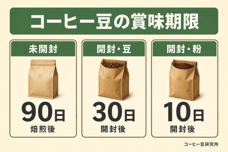 コーヒー豆の賞味期限はどれくらい？未開封・開封後・粉の目安