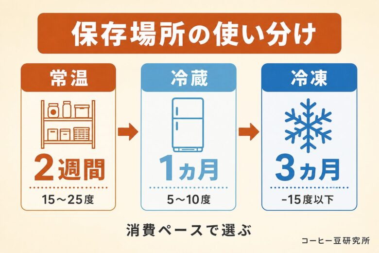 常温・冷蔵・冷凍の使い分け基準と期間別ベスト保存場所