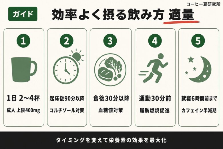 コーヒーの栄養素を効率よく摂る飲み方と適量