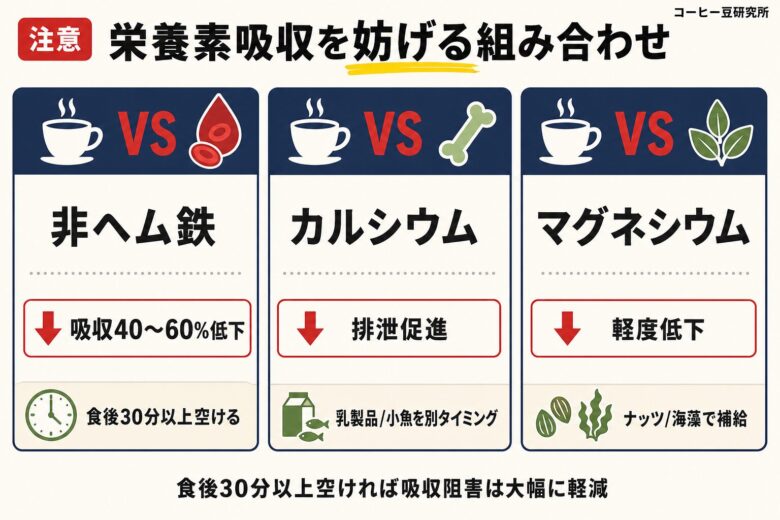 コーヒーが栄養素吸収を妨げる組み合わせと対策