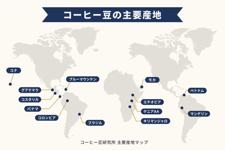 主要14銘柄の世界産地マップ