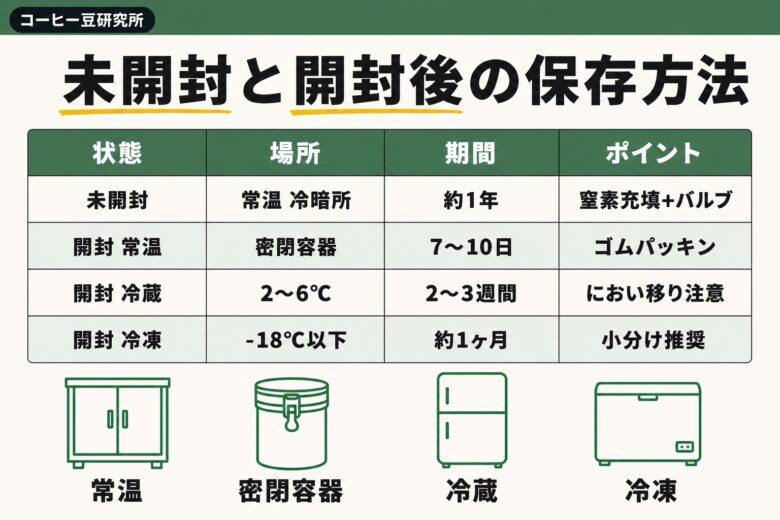 未開封と開封後の保存方法
