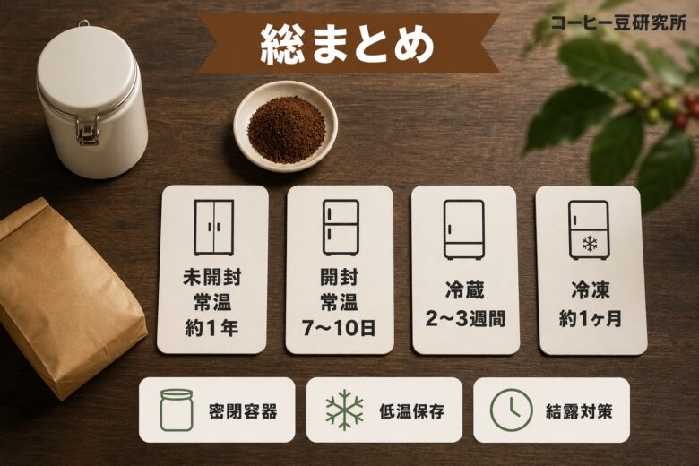 コーヒー粉の保存方法 総まとめ