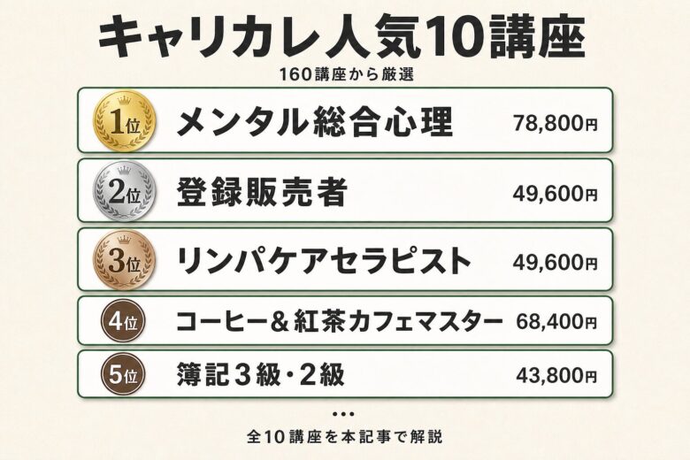 キャリカレ 人気10講座