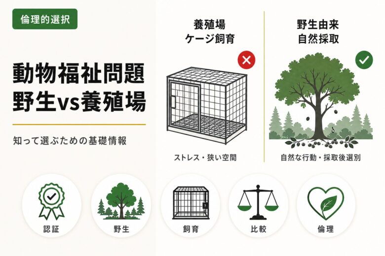 ジャコウネココーヒーの動物福祉問題（野生由来と養殖場の違い）
