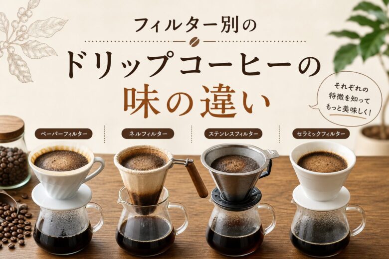 フィルター別のドリップコーヒーの味の違い