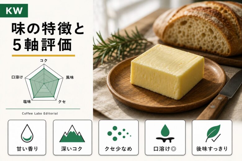 グラスフェッドバターの味の特徴と5軸評価