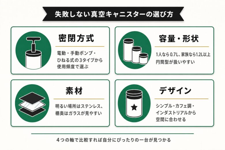 真空保存できるコーヒーキャニスターの選び方4ポイント