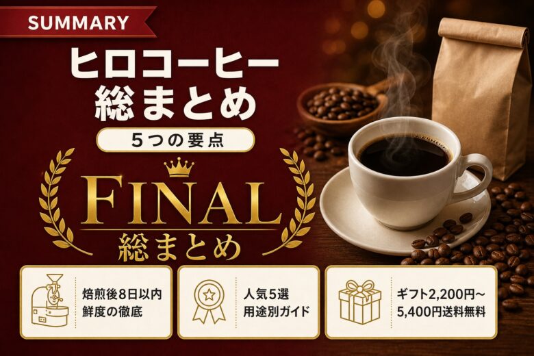 ヒロコーヒー人気豆5選と評判口コミのまとめ 5つの要点