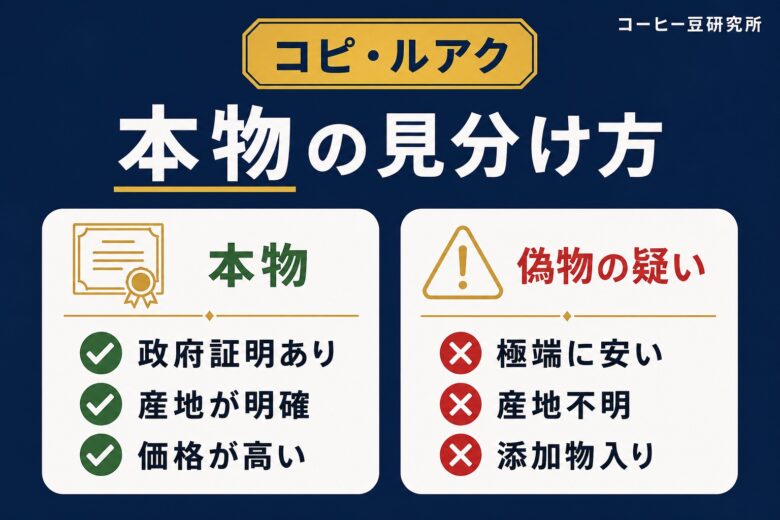 本物のコピ・ルアクの見分け方 本物と偽物の比較