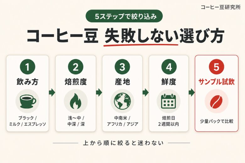 コーヒー豆 選び方 5ステップ チェックポイント