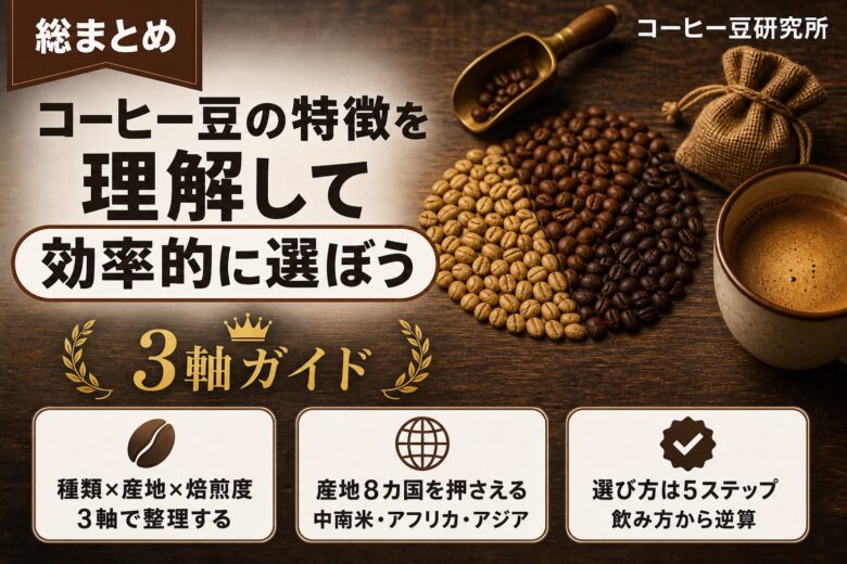 コーヒー豆の特徴 まとめ 3軸選び方ガイド