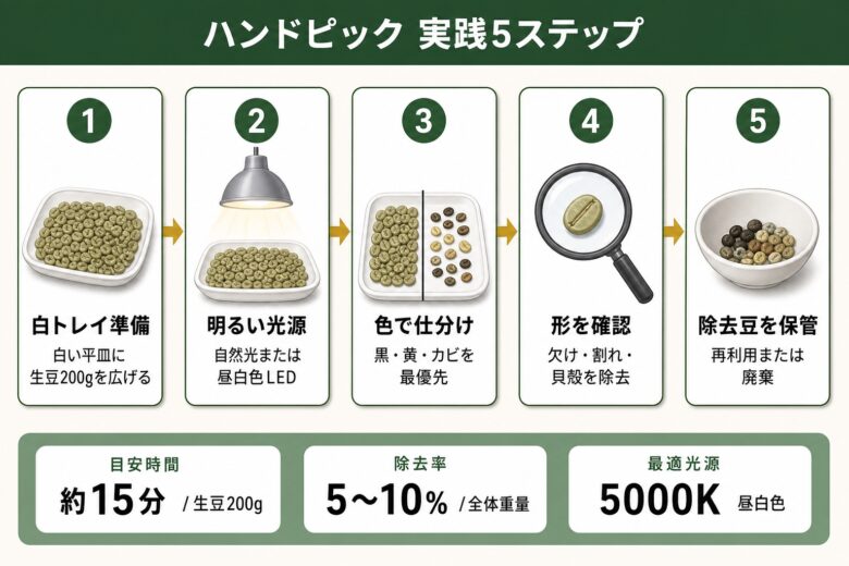 欠点豆のハンドピック実践5ステップの手順