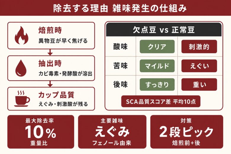欠点豆を取り除く理由と味への影響