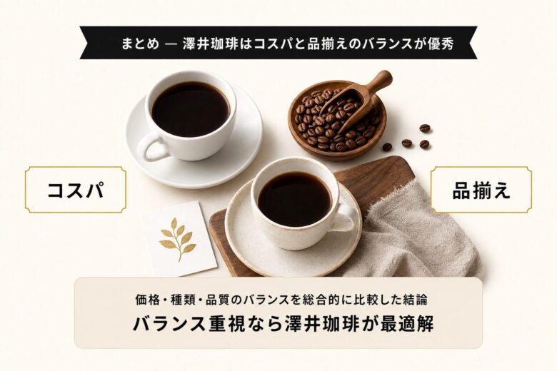 まとめ — 澤井珈琲はコスパと品揃えのバランスが優秀