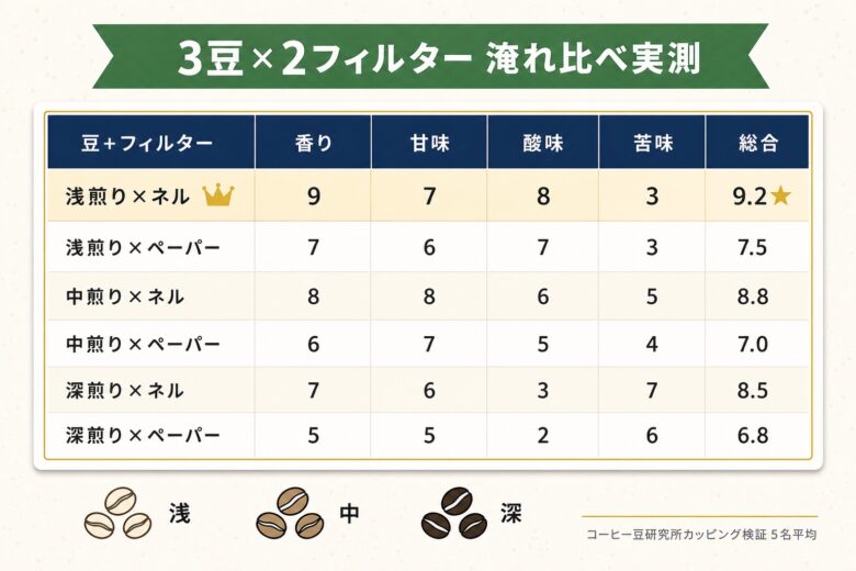 サイフォン 淹れ比べ実測レビュー データ