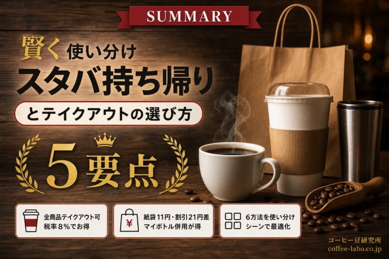 スタバの持ち帰りとテイクアウトを賢く使い分けよう